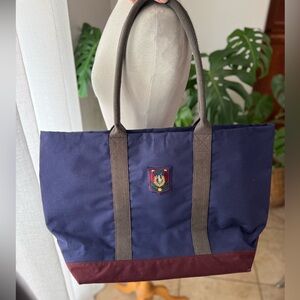 Lauren Ralph Lauren‎ Canvas Tote Bag – Navy & Burgundy – Large